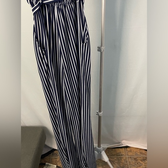 Monteau Navy Blue and white Striped Jumpsuit size M - Picture 8 of 11